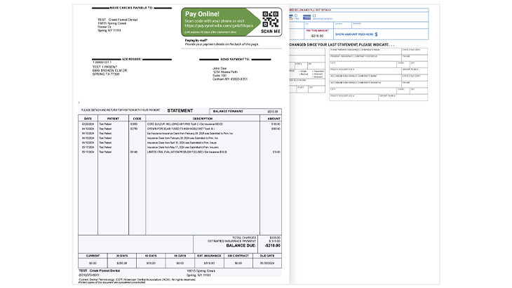 Example of a billing statement