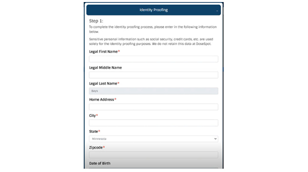 Identity Proofing form