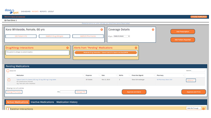 DoseSpot patient dashboard